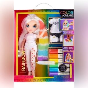 Rainbow High Color & Create DIY Fashion Doll W/ Accessories & Washable Markers